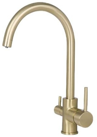 Grifo Osmosis 3 Vias Oro Cepillado Grifo de Cocina Fregadero Osmosis con Palanca Doble Mezclador Grifo de Cocina para Agua Potable