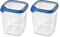 Curver Boîte Alimentaire carrée Multi Usage 2,6L en polypropylène 100% recyclé, 15x15x18,1 cm, adapté au Micro-Ondes, Lave-Vaisselle, Congélateur- Bleu, pour la Cuisine (Lot de 2)