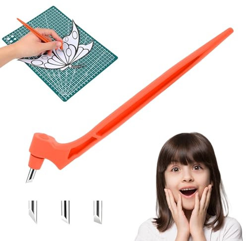 Craft Kit, Craft Tools Bag Pen with 3 Slice for Stencils and Mat, Crafters Companion Scrapbooks Paper& DIY Crafts,360 Degree Rotating Stainless Steel Craft Kit(Orange)
