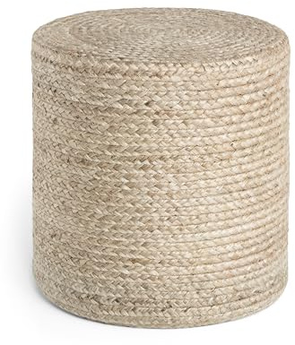 Hanse Home Jutta Jute Pouf - Natürlicher Sitz-Pouf aus Jute, Zylindrische Form im Boho Look, Hocker, Ottoman, Sitzhocker, Sitzkissen für Wohnzimmer, Esszimmer, Flur - Natur Greige, 40x40x40