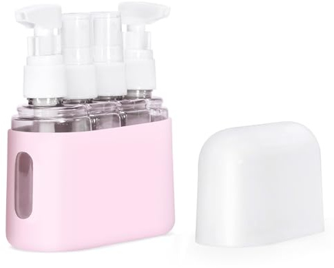 Uncle yang Reise Dispenser Set – Nachfüllbare Silikon Flaschen für Shampoo, Lotion, Gel – 2/3/4 Stück Reisebehälter Kosmetik auslaufsicher & BPA-frei – Rosa (4)