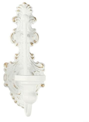 Violiica Wand-Kerzenhalter aus Gusseisen, Vintage-Stil, Antik-Weiß-Finish, konische Kerzenleuchter für Wohnzimmer, Schlafzimmer oder Flur, 23 x 9 cm (weiß)