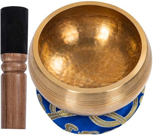 OUUTMEE 10.5 cm Tibetische Klangschale, Klangschale Original Handgefertigt Klangschalen Set mit Klöppel und Kissen, Groß