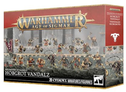 Warhammer Age of Sigmar Hobgrot Vandalz – 20-teiliges Miniatur-Set aus Kunststoff, 124 Komponenten, 25 mm runde Basis, 450 Wasserrutschen-Transfers – unlackiert