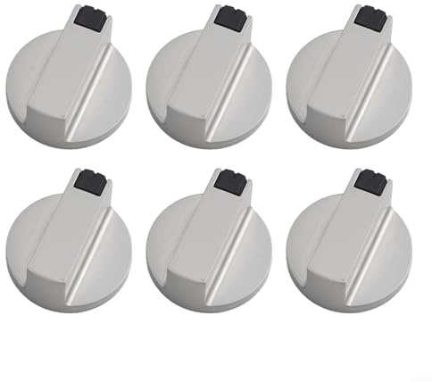 HomeVortex 6 Stück Metall-Drehschalter-Einstellknöpfe, 6 mm Ersatz, für Gasherd, Elektroherd, Ofen, Herd, Campinggerät