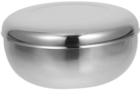 Didiseaon Bol à Riz Inox Moyen Avec Couvercle En Acier 201, Bol Isotherme Métal Pour Soupe Et Nouilles, Service Quotidien Maison, Ensemble