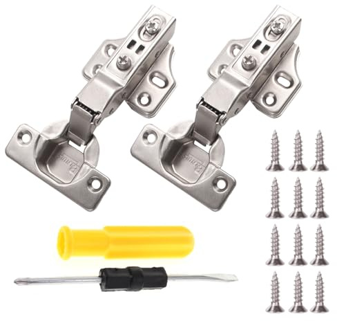 YCSHIPO Cabinet Hinges - 2 Pack Full Overlay Cupboard Concealed Hinges, Soft Close Nickel-Plated for Kitchen, Bathroom, Bedroom