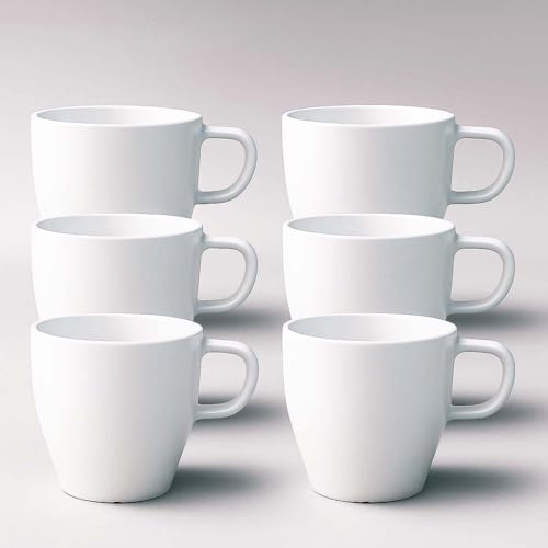 Set of 6 Unbreakable Coffee Mugs - 300ml (10oz) Lightweight Stone-Resin Tea Cups - Stain-Resistant & Shatterproof - BPA-Free, Dishwasher & Microwave Safe - Ideal for Seniors, Kids & Camping, White