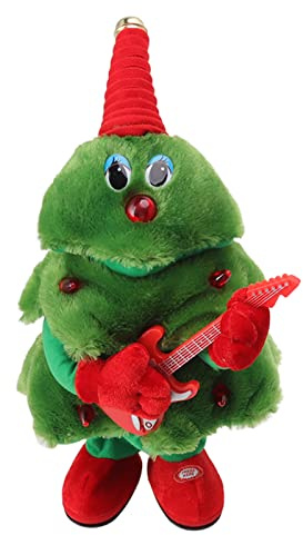 Cocoarm Albero di Natale Elettrico Peluche Canto Danza Albero di Natale con Plastica Cotone Poliestere 8 Canzoni Incandescente Oscillante 16,1 Pollici di Giocattoli per Bambini Decorazione della