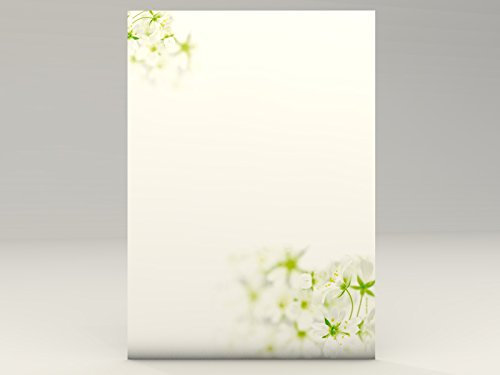 Frühlingsbriefpapier | Frischer Frühling | 50 Blatt frühlingshaftes Motivpapier DIN A4 | florale Motive | Briefpapier