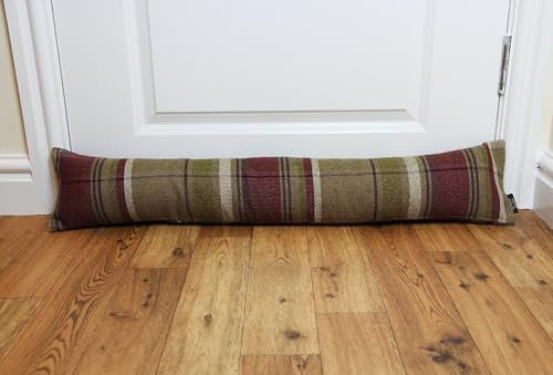 McAlister Textiles Heritage | Zugluftstopper mit Füllung im Tartan-Muster kariert 18cm x 90cm in Maulbeere | wachbarer Deko Windstopper Kissen für Fenster, Türen im Schottenkaro, Tweed