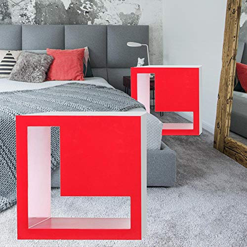 2er Set Design Wand Regale Wohn Schlaf Zimmer Raum Trenner Ablagen MDF L Form Fächer Hochglanz rot