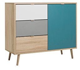 Kommode - Patchwork (B/H/T: ca.: 103 x 87 x 40 cm) skandinavisches Design - Vollholzfüße