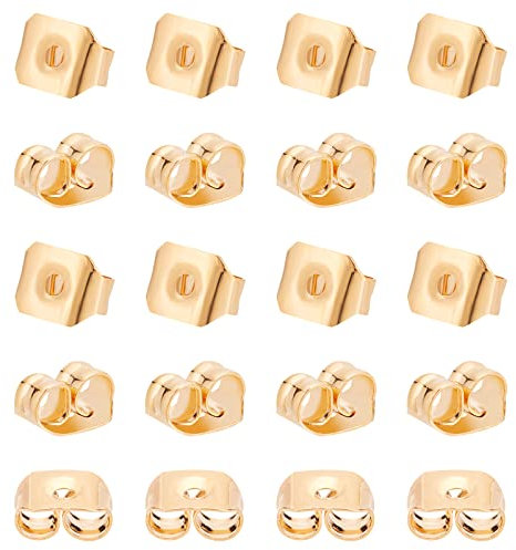 BENECREAT 24PCS Plaque Or 18K Boucle D'oreille de Rechange Dos Bouchon Papillon Boucle D'oreille Dos Pour Boucle D'oreille Accessoires Outils Bricolage (6x4.5x3.5mm)