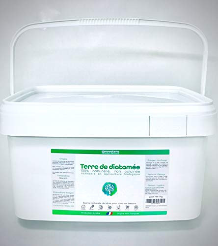 NOVATERA - Terre de Diatomée 100% Naturelle & Française - Ultrapure, Non Calcinée, Ecocert - Entretien, Jardin, Animaux, Élevage, Agriculture Biologique - Seau, 5kg