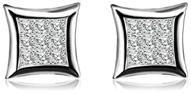 BiBeary Damen Quadrat Ohrringe für Damen elegant 925 Sterling Silber Zirkonia Darts Stil CZ elegant