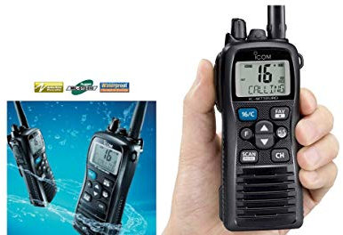 ICOM IC-M73 Euro Plus - Receptor VHF náutico 6 W RF flotante, micrófono con cancelación de ruido, IPX8