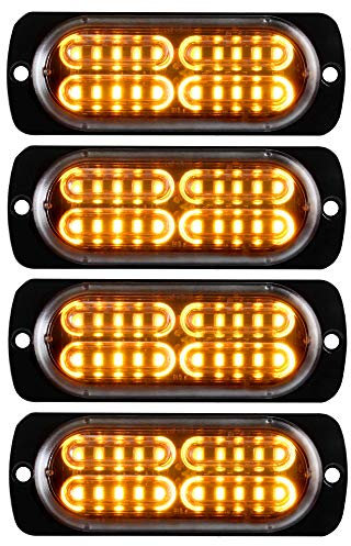 Sidaqi 4 x 20 LED Feux Stroboscopique ambre Haute intensité 12-24V pour Voiture police camion Feu de Flash latéral, lumière de position, indicateur, lumière d'avertissement
