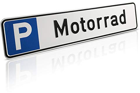 Betriebsausstattung24 Geprägtes Parkplatzschild aus Aluminium in Nummernschildform - Motorrad - KFZ-Kennzeichen - für Ihren Parkplatz & Stellplatz - 52,0 x 11,0 cm