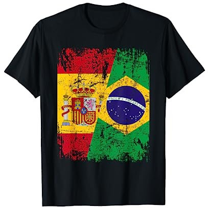 BRASIL ESPAÑA BANDERA de la AMISTAD BRASIL Camiseta