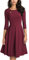 HOMEYEE Damen Vintage Aushöhlen Rundhals Abgefackelt Plissee Cocktailkleid A223 (M, Karminrot)
