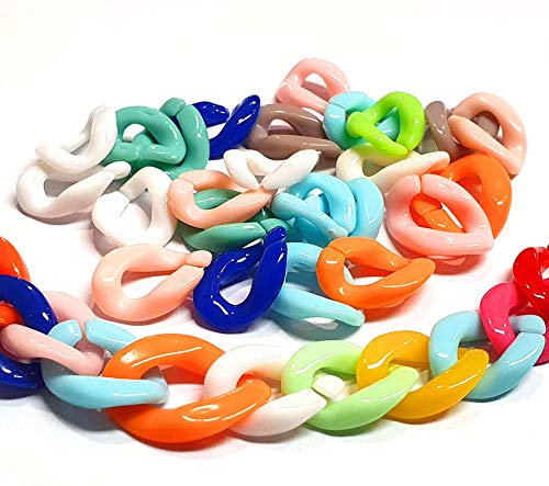 3 meter, Gliederkette Link Kette Kunststoffkette, Oval, Panzerkette 19mm Bunte, C Clips, Schmuckkette zur Schmuckherstellung von Schmuck Machen Halsketten Armband DIY Basteln