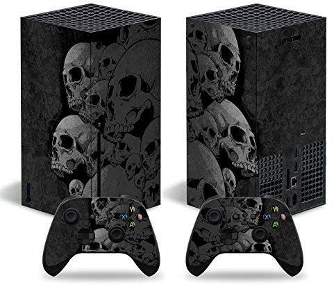 Vinyl-Aufkleber für Microsoft Xbox Serie X Konsole, Totenkopf, Schwarz