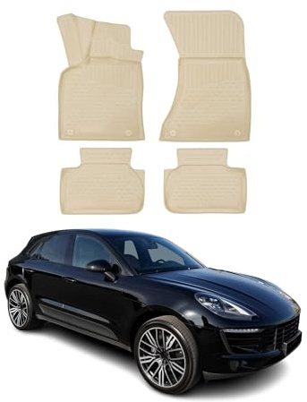 OMAC Fußmatten für Porsche Macan 2014-2018 TPE 4X Beige | Gummimatten, Automatten, Allwetter, fahrzeugspezifisches Produkt, Antirutsch, 3D-Passform, wasserdicht