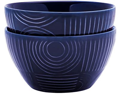 Maxwell & Williams DR0456 Schalen-Set 4 tlg – rund 12 x 6,5 cm – Serie Arc – Indigoblau Keramik glatt – in Geschenkbox