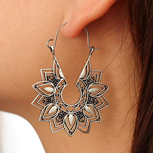 Jovono Vintage-Ohrringe mit silberfarbenen Blumen, Hängeohrring für Damen, Metall