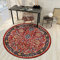 makeups58 Klassischer Orientteppich rund Ornamente Muster Teppich Kurzflorteppich Outdoor Teppich Retro Muster groß rot,ø 130CM