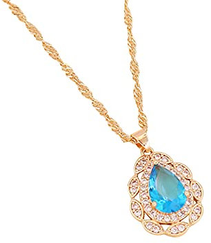 luoluoluo Damen Mode Diamant Halsketten Tropfen Form Kristallschlüsselbein Ketten Anhänger Gold Kette Edelstein mit Rundschliff Diamant Kette
