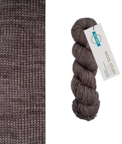 Estako Wool Story Hand Painted 100% Superwash Merino Wool Yarn, Deep Taupe