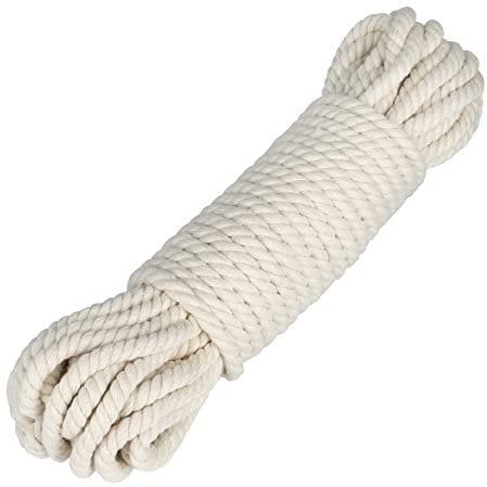 KINGLAKE 8mm Cuerda de algodón Natural de 20 m, Cuerda de macramé Trenzada Gruesa para Manualidades, jardinería, Envoltura, decoración