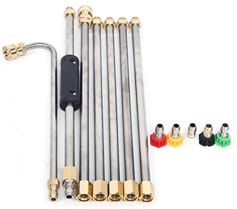 Futchoy 1/4 Thread Pressure Washer Extension Wand with 5 Nozzles 4000 PSI | Power Washer Lance Attachment, 0/15/25/40/65°, Adjustable Spray Wand with 10 O-Rings, 6 Straight Rods + 1 Curved Rod