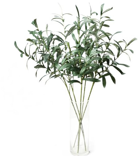 Antspirit Lot de 5 Branches d'olivier pour vases, Plantes artificielles, tiges de Verdure pour vases, Feuilles d'olivier, Plantes (Vert)