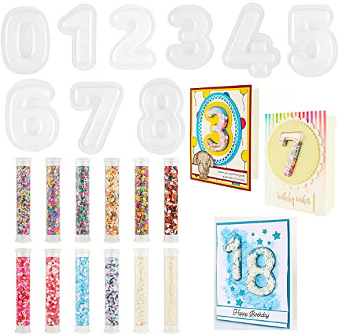 66Pcs/Set Number 0-8 3D Shaker Covers Blisters Domes and Polymer Clay Embellishments Set For Shaker Cards Making Puffy Shaker Covers To Add Dimension Shaker Card Scrapbook DIY Art Crafts Making