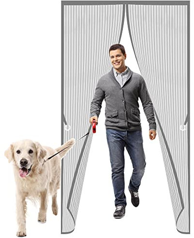 Zanzariera Magnetica Tenda Zanzariera, 255 x 270 cm Zanzariera Porta Finestra, Rete SuperFine Trasparente per porte da balcone, cantine, terrazze, Grigio