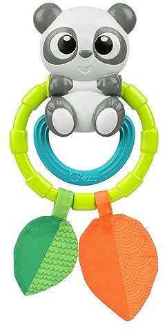Chicco Panda-Rassel, mit weichen Kunststoffringen zum Zahnen, leicht zu greifen, fördert die Entwicklung der manuellen und visuellen Aktivität, Babyspielzeug 0-18 Monate