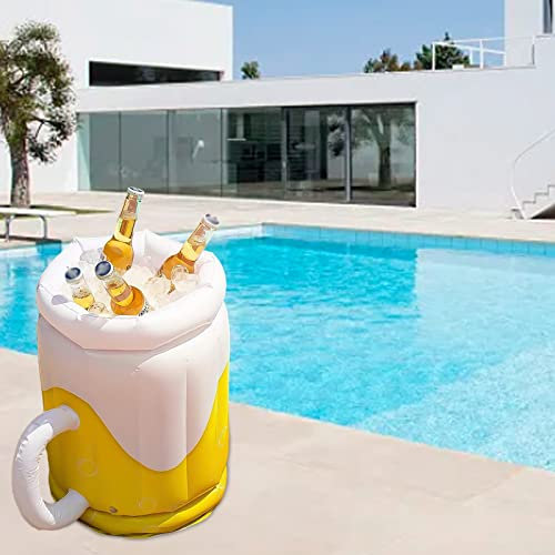 RANRAO Aufblasbarer Eiskübel, Bierglas-Form, Getränkekühler, Bierkühler, Schwimmbad, schwimmend