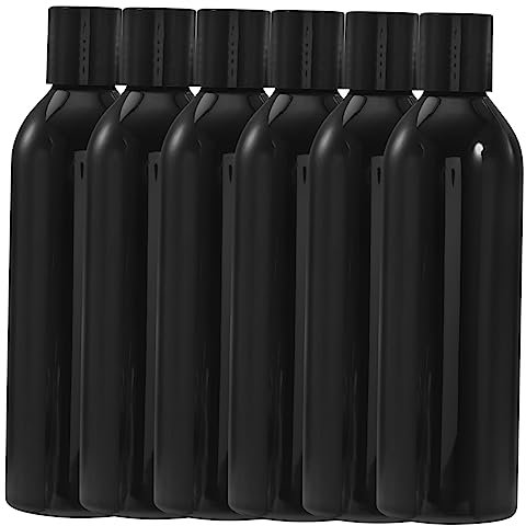 Mikinona 6pcs Portable Travel Bottles Refillable Shampoo Dispenser with Press Type Lid Cosmetic Containers for Lotion and Toiletries Black 250ml