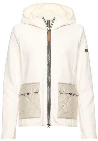 camel active Damen Fleecejacke mit Taschen im Farbkontrast Wollweiß, womenswear-44