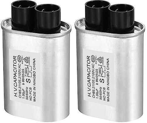 PATIKIL Micro-ondes Condensateur, 2 Pcs 1uF Ac 2100V Haute Tension Condensateur 7mm Broche Distance pour Universel Micro-ondes Four, Argent Ton