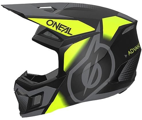 O'NEAL | Motocross-Helm | 3SRS Helm VISION Schwarz/Neongelb/Grau | Größe XXL