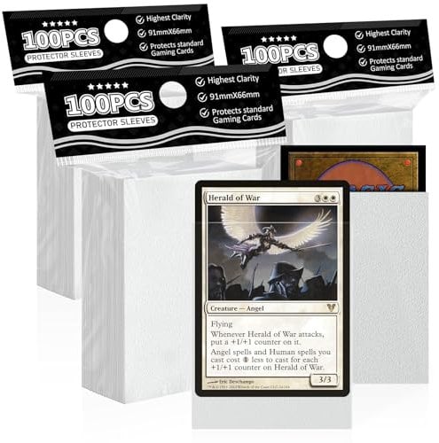 White Matte Card Sleeves for MTG, 300 Pieces Perfect Fit Standard Card Sleeves for Trading Card Sports Cards Baseball Cards TCG Magic, Card Protector for Mini Photo, Sturdy and Nice Shuffling