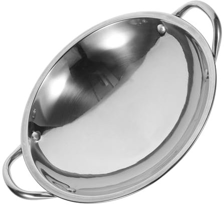 LABRIMP Sartén Profunda Wok De Fondo Estofado De Camping Wok De Acero Al Carbono Sartén Para Saltear Wok Para Estufa Sartén De Huevo Frito Fondue Acero Inoxidable Estufa De Alcohol Piso