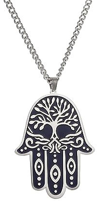VASSAGO Hamsa-Handkette für Männer und Frauen, Hand der Fatima, böser Blick, Anhänger, Halskette, Baum des Lebens, Schmuck, arabisch, jüdisch, christlich, religiöse Geschenke