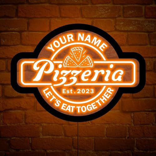 Enseigne au néon de pizza, enseigne LED de pizza, enseigne lumineuse de pizza, enseigne au néon de pizzeria, décoration murale de pizzeria, décor de restaurant italien, enseigne LED personnalisée