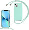 MBSLFY Silikon Handykette für iPhone 13 Mini Hülle mit Band,Silikon Necklace Handyhülle mit Abnehmbar Kordel zum Umhängen Stossfest Bumper Handy Schutzhülle für iPhone 13 Mini, Minz grün