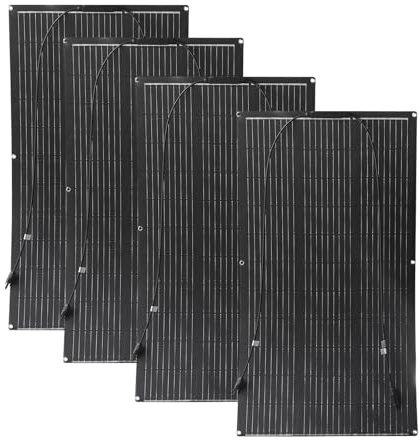 Aysolar 400W 12V Panneau Solaire Souple 4x100W ETFE Monocristallin Panneaux Solaires pour Marine, Camping-car, Camper,Bateau, Caravane, Voiture, batterie et surfaces inégales